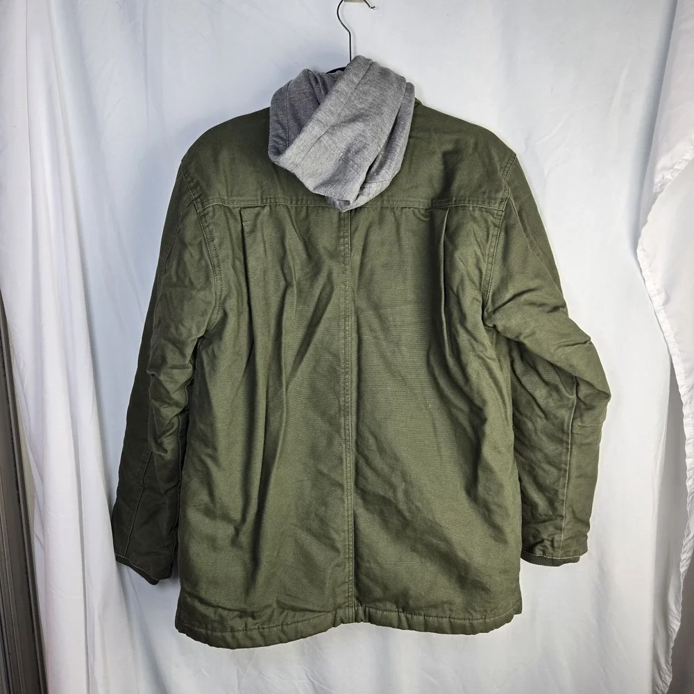Dickies Canvas Hooded Shirt Jacket Mens Medium Olive Green Work Chore Utility